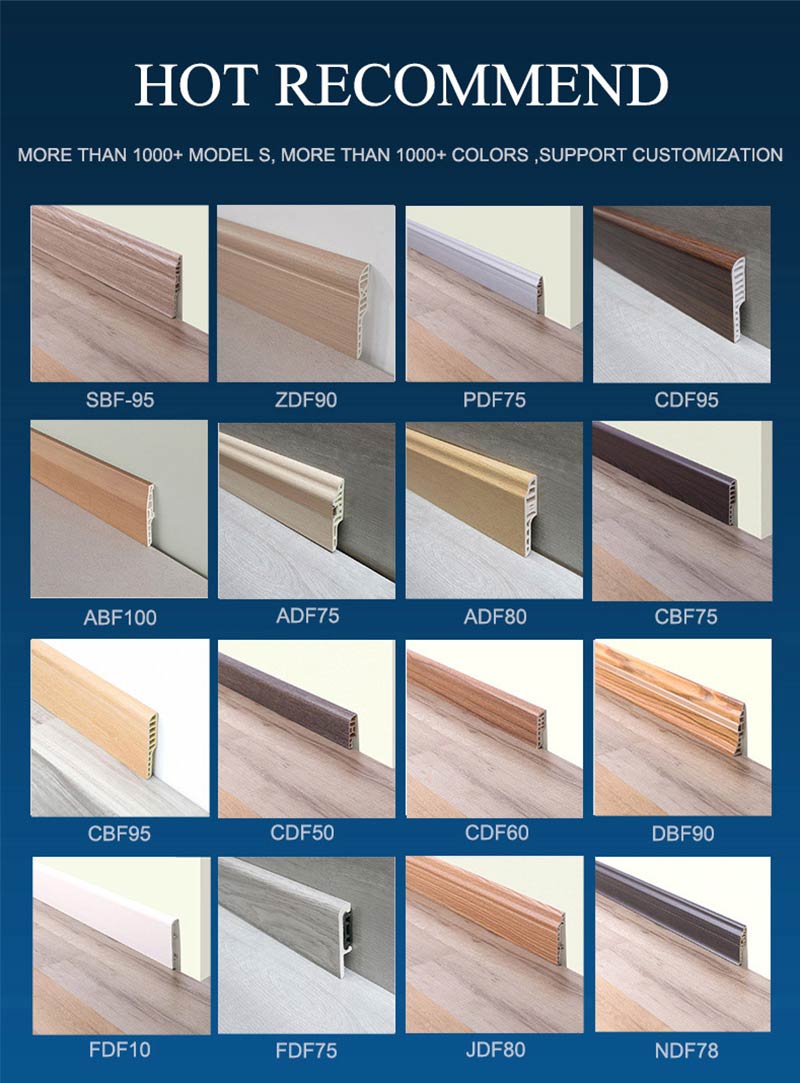 Pelbagai Saiz PVC garis skirting