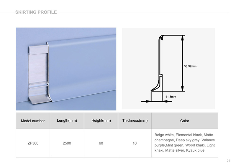 Papan skirting aloi aluminium serba boleh