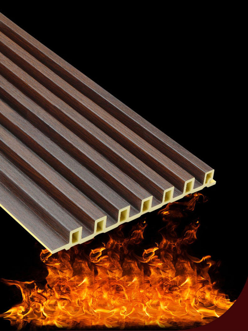 Panel dinding bergalur WPC kalis api