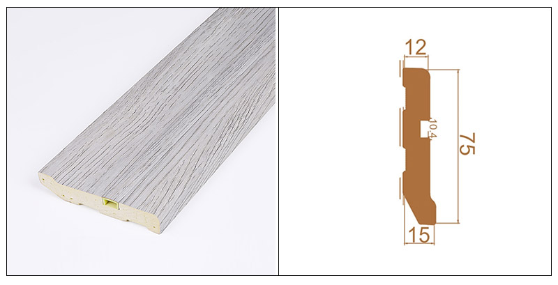 Papan Skirting Pepejal Kuku Tersembunyi PVC 75*15mm