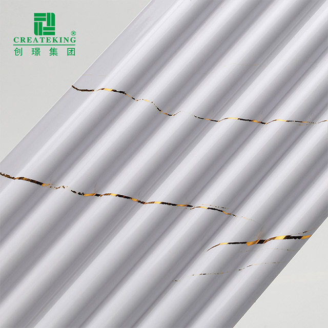 Kemasan Marmar Putih Emas 105.5*8.5mm Panel Dinding Separuh bulat Pepejal