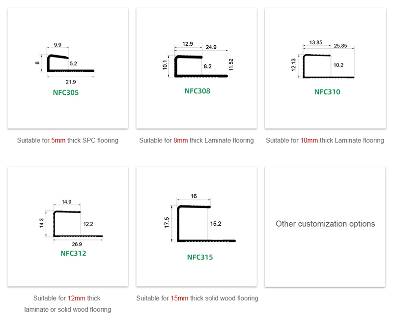 Kemasan Tepi Segi Empat Lantai Laminate