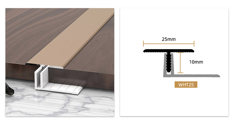 Acuan Lantai Aloi Aluminium berbentuk T