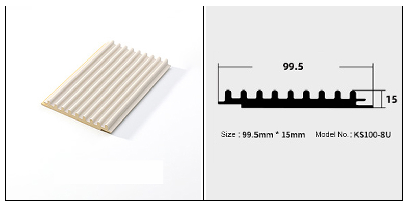 Panel Dinding Bergalur Pepejal 99.5*15mm Separuh bulat