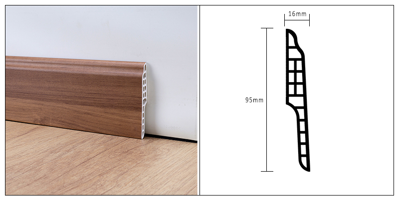 Papan Skirting Lidah Lamb PVC 95*16mm