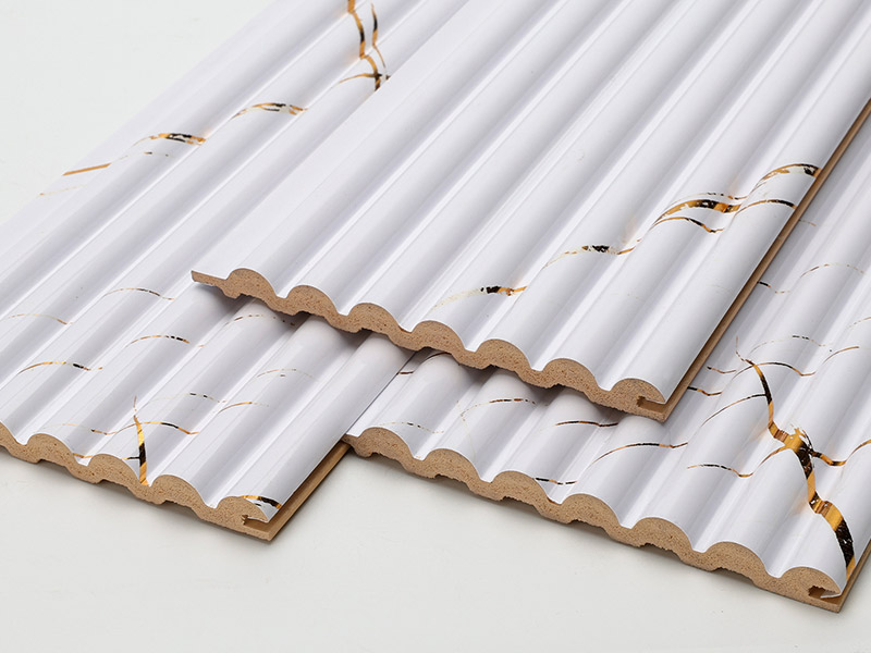 Kemasan marmar putih emas 105.5*8.5mm panel dinding separuh bulat padat 