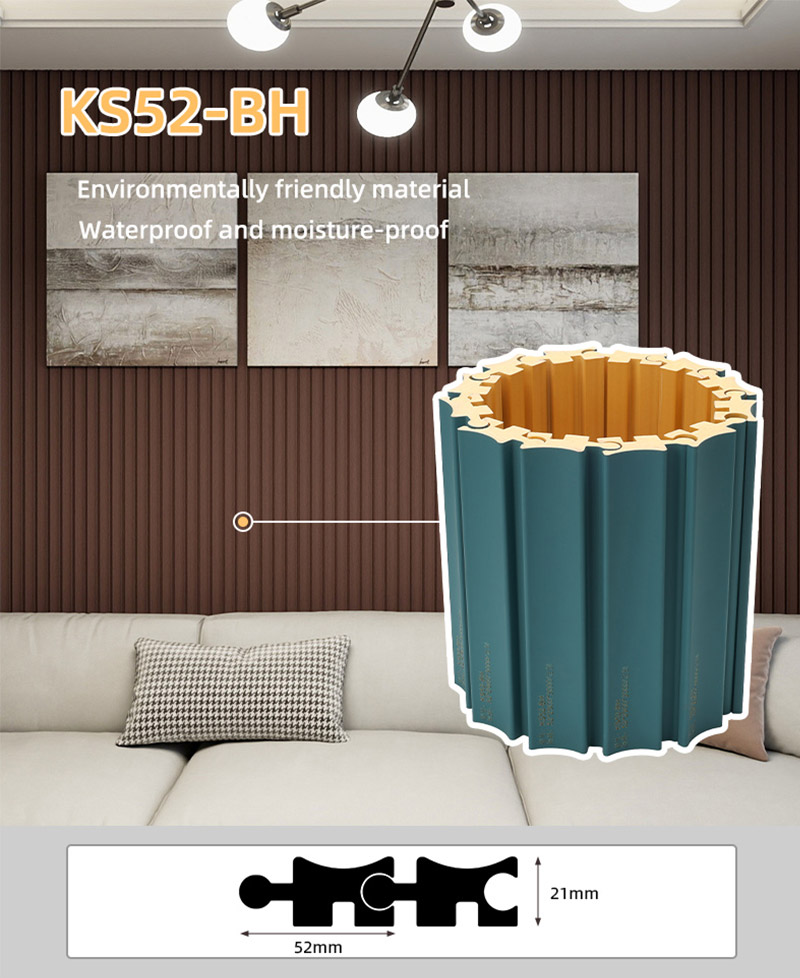 Panel Dinding Bergalur Pusing PVC 52*25mm