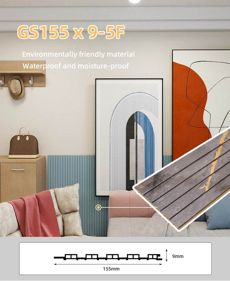 Panel Dinding Berongga Bergalur PVC Kalis Air 155*17mm