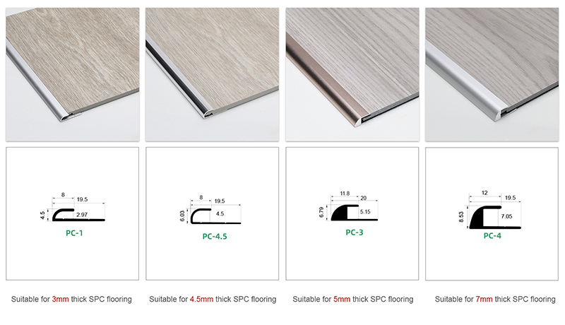 Jalur Tepi Lantai berbentuk C Rose Gold