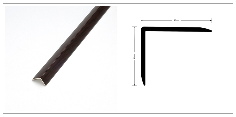 Jalur Tepi Lantai Kayu Pepejal 30*25mm PVC berbentuk L