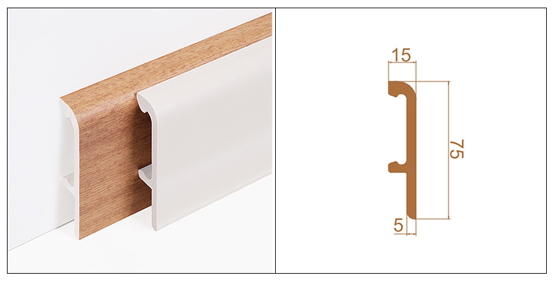 Papan Skirting Klip Pada PVC 75*15mm