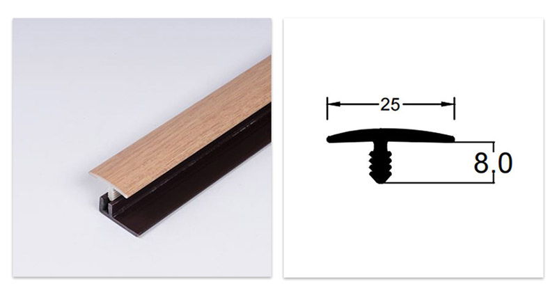 Jalur Peralihan Lantai PVC 25*8mm berbentuk T