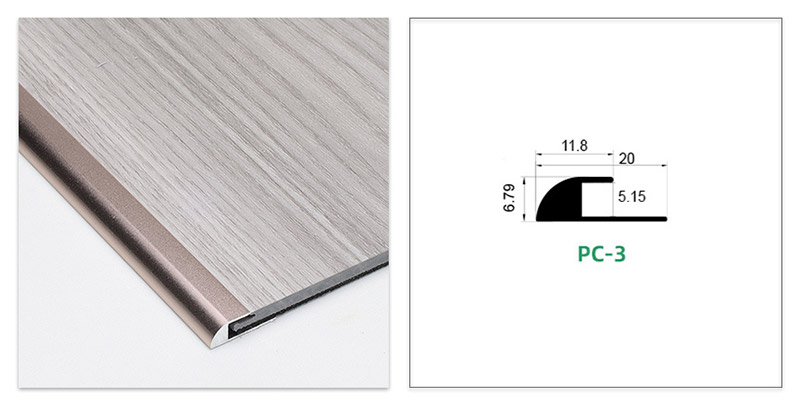 Jalur Tepi Lantai berbentuk C Rose Gold