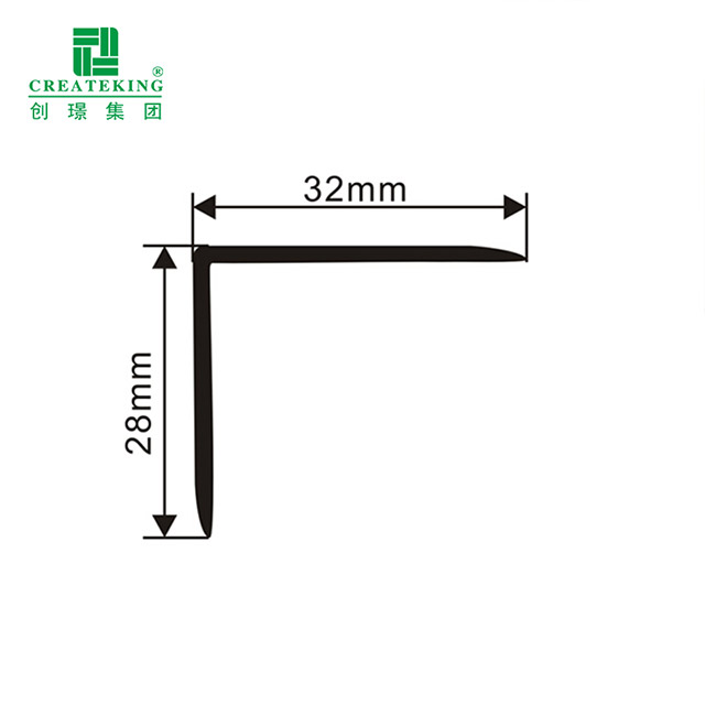 32*28mm Pelindung Sudut Lantai Kayu Pepejal PVC berbentuk L 