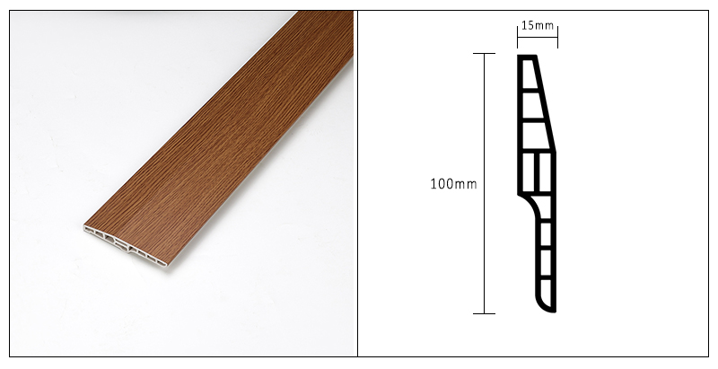 Papan Skirting PVC Berongga 100*15mm Chamfered