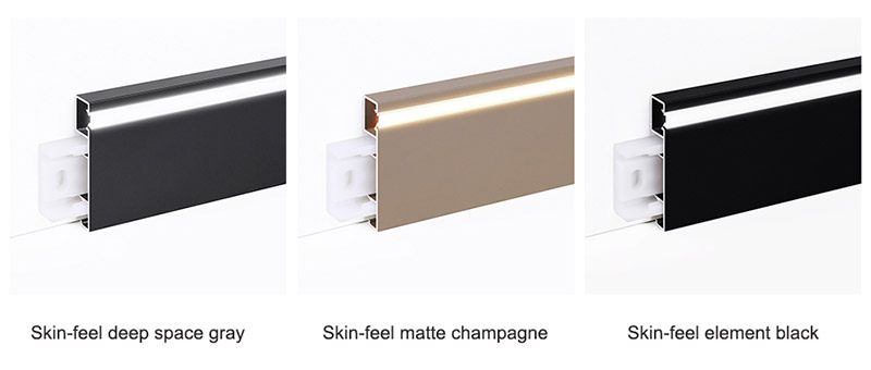 Papan Skirting Aloi Aluminium LED 80*9mm