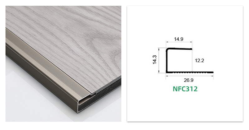 Jalur Tepi Lantai Aluminium Aloi berbentuk C