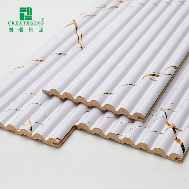 Kemasan Marmar Putih Emas 105.5*8.5mm Panel Dinding Separuh bulat Pepejal