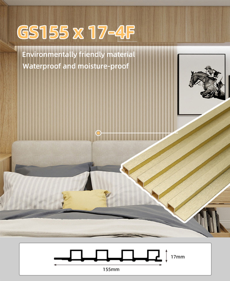 Panel Dinding Bergalur Emas Metalik 155*17mm