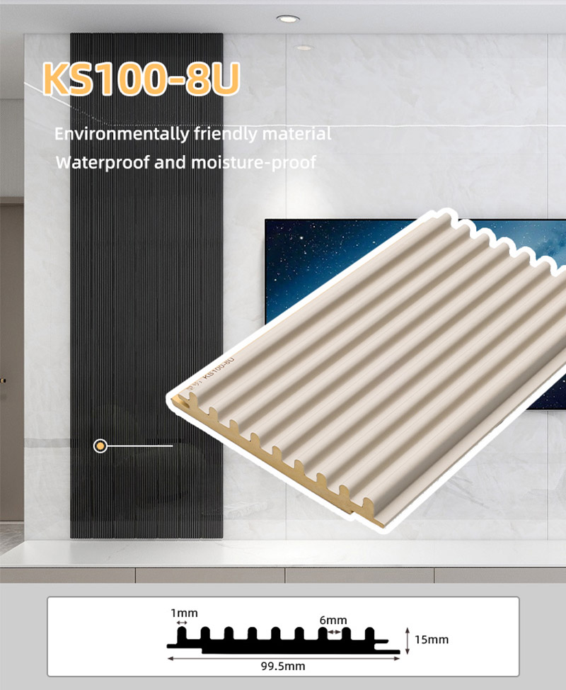 Panel Dinding Bergalur Pepejal 99.5*15mm Separuh bulat