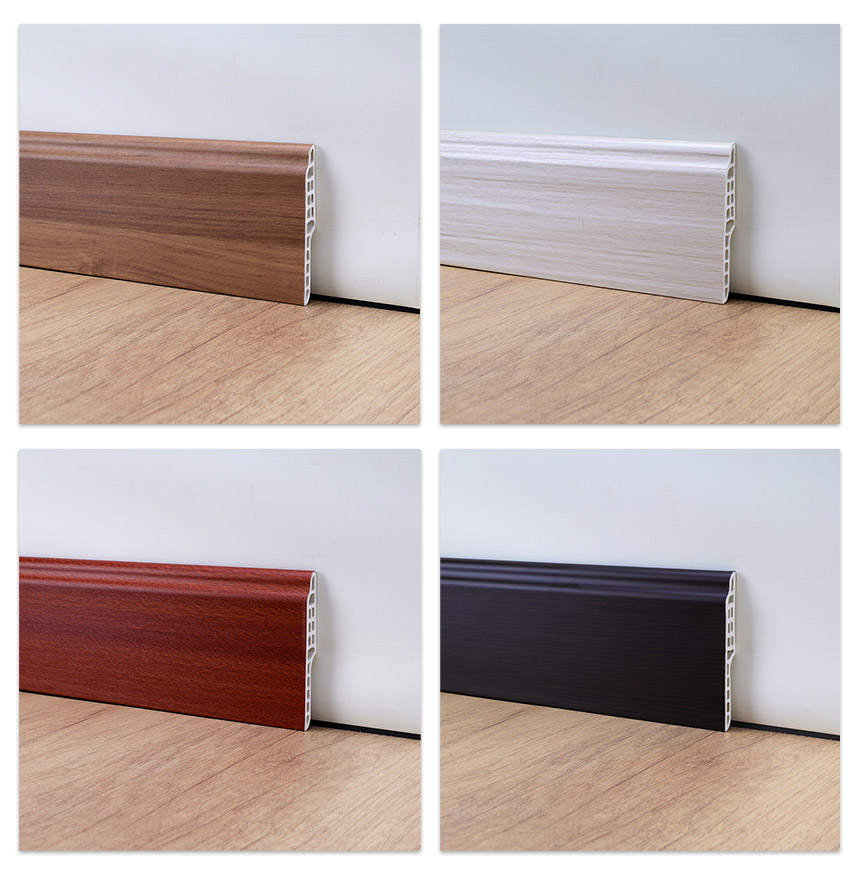 Papan skirting lidah kambing PVC menawarkan pilihan pemasangan yang fleksibel. Sapukan pelekat binaan dalam corak berbentuk S ke bahagian belakang produk dan lekatkannya pada tapak dinding. Sebagai alternatif, anda boleh menggunakan pistol paku untuk memacu paku ke permukaan skirting. Untuk kemasan yang lebih halus, kami mengesyorkan mengecat kepala paku dengan cat warna yang sepadan.