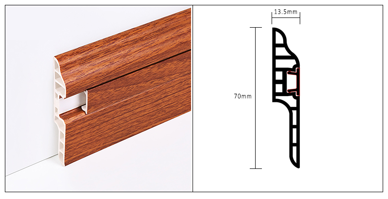 70*13.5mm PVC Lambs Lidah Skirting Papan