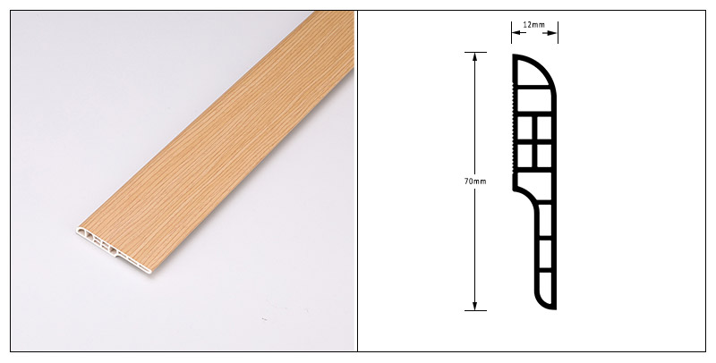 Papan Skirting Bullnose SPC 70*12mm