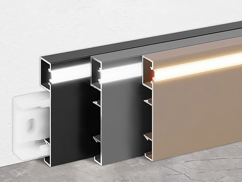 Papan Skirting Aloi Aluminium LED 80*9mm