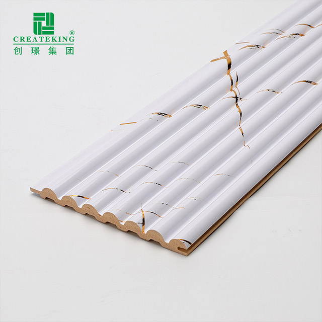 Kemasan Marmar Putih Emas 105.5*8.5mm Panel Dinding Separuh bulat Pepejal