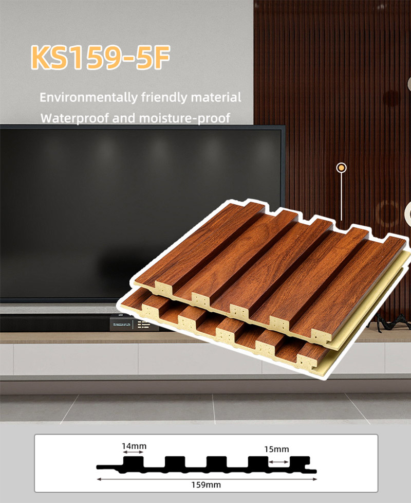 Panel dinding pepejal bergalur bijirin kayu 159*12mm