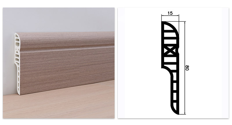 Papan Skirting Kalis Air Bulat Pensil PVC 80*15mm