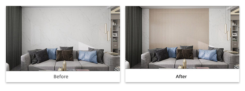 kemasan marmar putih emas padat panel dinding separuh bulat