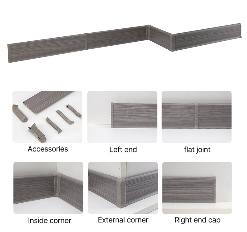 Skirting Lantai PVC 70*15mm dengan Aksesori