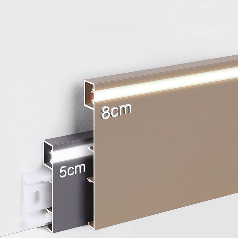 Papan Skirting Aloi Aluminium LED 80*9mm
