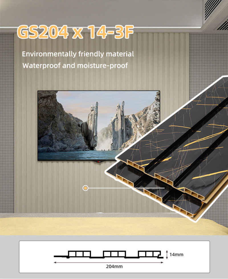 Panel dinding bergalur berongga PVC 204*17mm