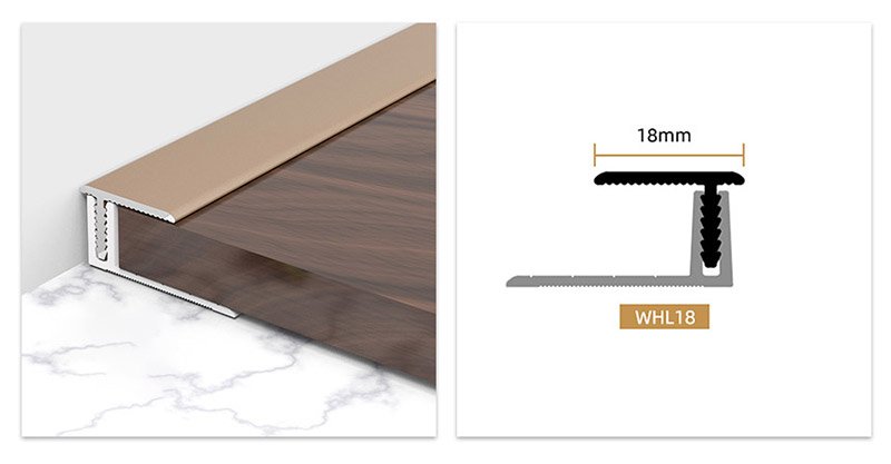 18*11.3mm Trim Tepi Lantai Aluminium Aloi Tunggal Berbentuk T