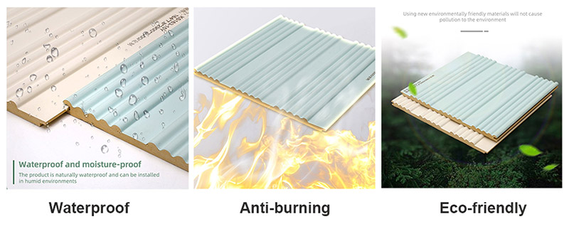 Panel Dinding Bergalur Pepejal 164*7.8mm Melengkung