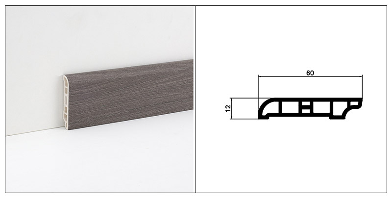 Papan Skirting PVC Bijian Kayu 60*15mm