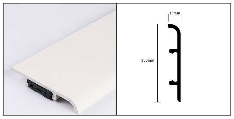 Papan Skirting Klip pada PVC 100*16mm