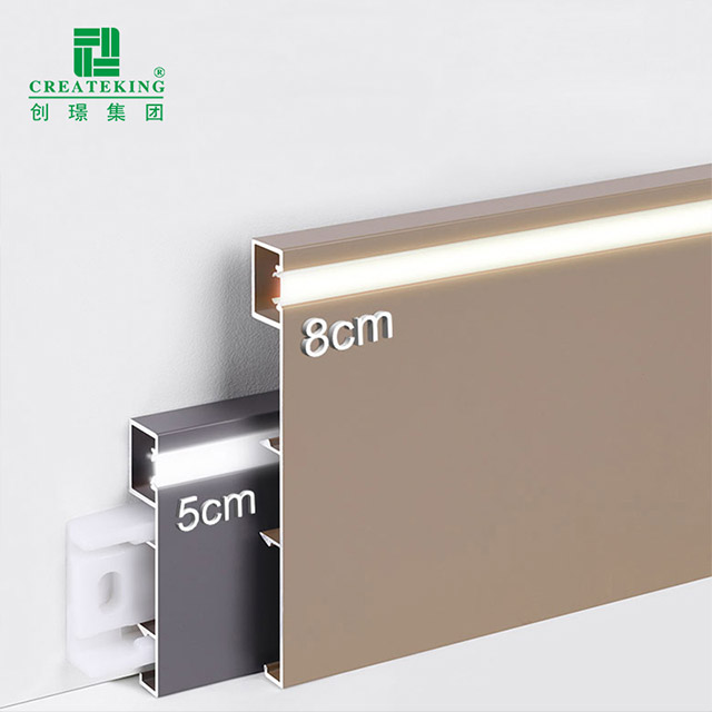 Papan Skirting Aloi Aluminium LED 80*9mm