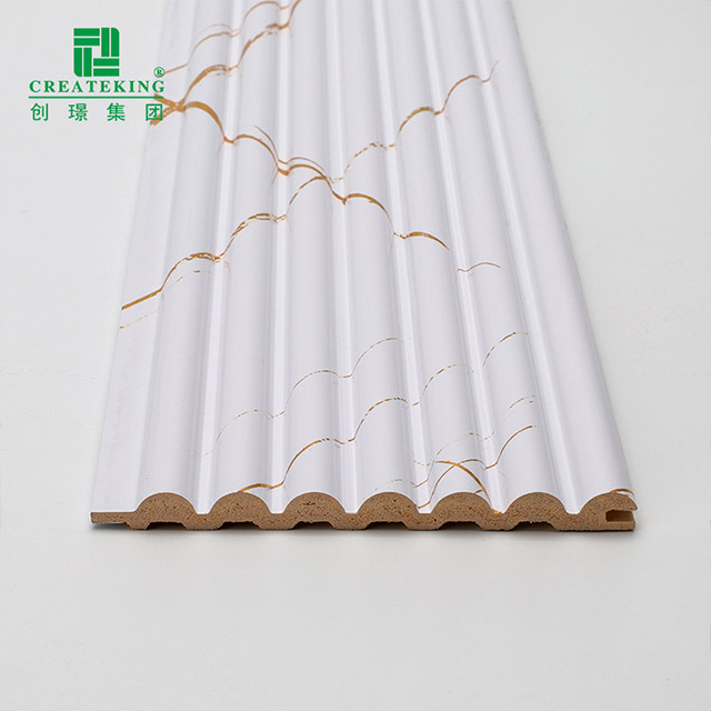 Kemasan Marmar Putih Emas 105.5*8.5mm Panel Dinding Separuh bulat Pepejal