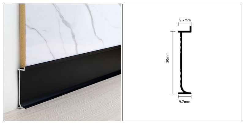 50**9.7mm Papan Skirting Aluminium Aloi