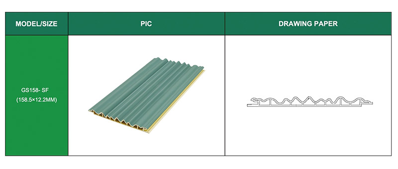 Panel Dinding WPC Bentuk Gelombang Arka Dalam 158*12mm