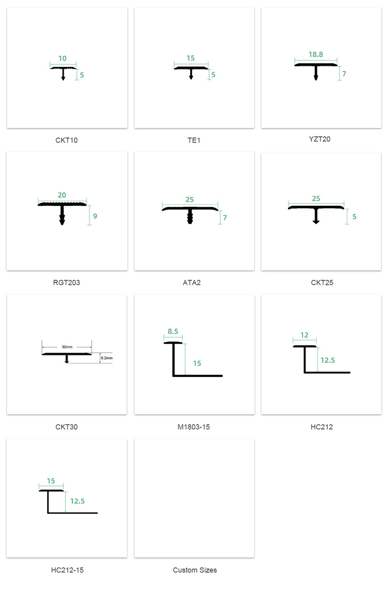 Kemasan Tepi Lantai berbentuk T aluminium